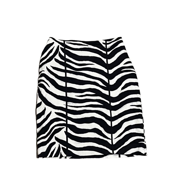 WHBM Zebra Animal Print High Rise Mini Pencil Skirt Stretch Black White Size 2 - Picture 1 of 8